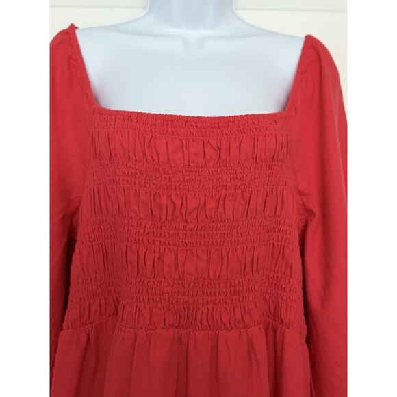 Ingrid + Isabel NWT Maternity XL Dress Pink Linen Rouching 3/4 Sleeve Pockets - Picture 2 of 10
